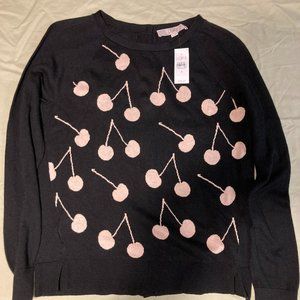 Loft Sweater Womens Small Cherry Button Back Black Size Small Brand New